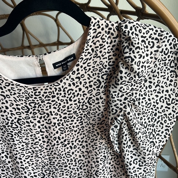 WHO WHAT WEAR pink leopard ruffle dress - Picture 4 of 14